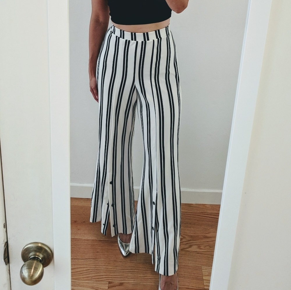 Zara Pull On Striped Trousers Pants - S